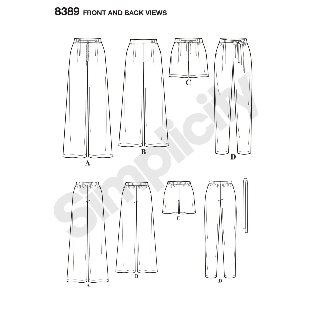 Simplicity Pattern 8389 Misses’ Trousers with Length and Width ...