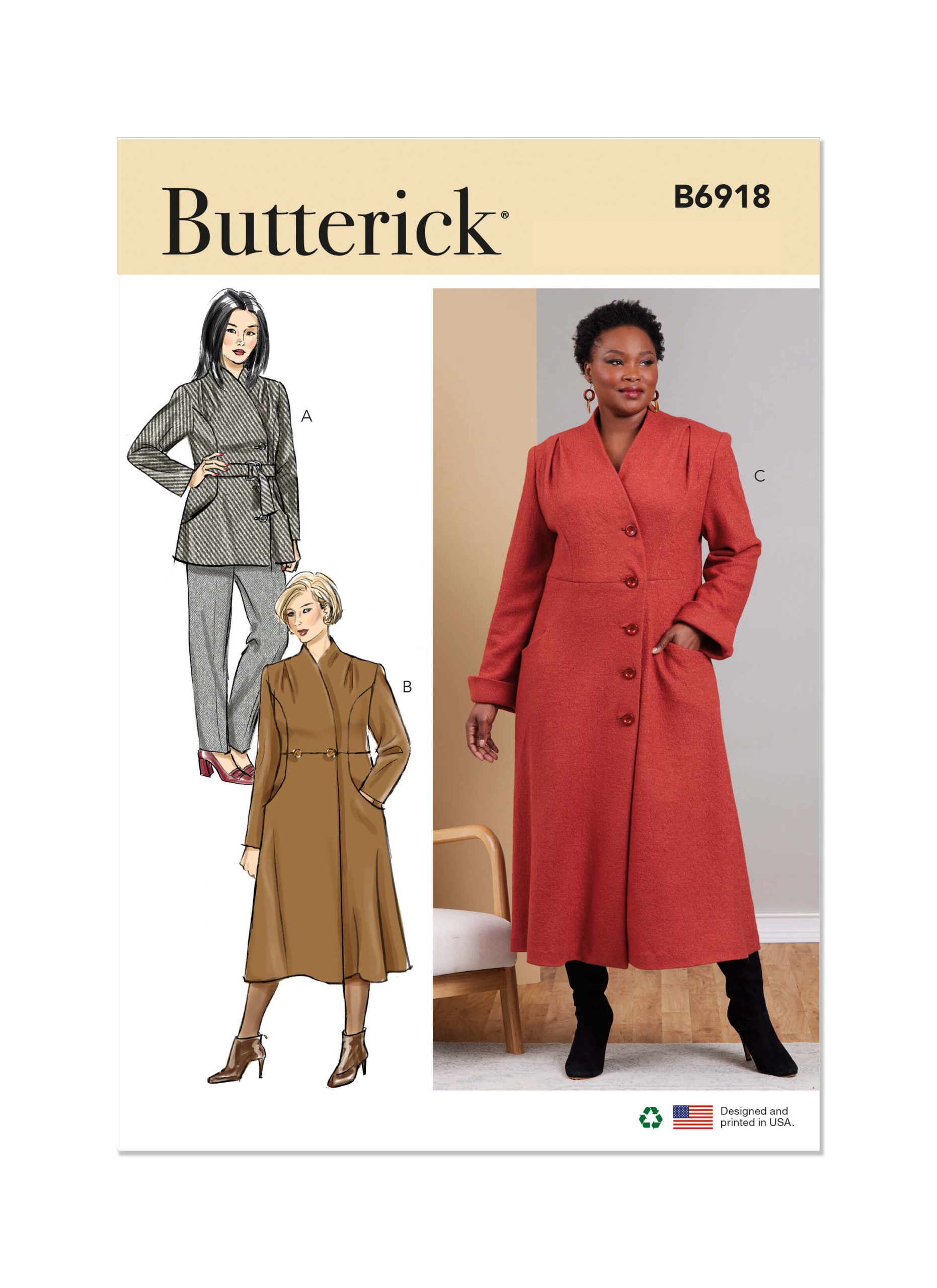 Butterick Sewing Pattern B6918 Women’s Coat - Sewdirect