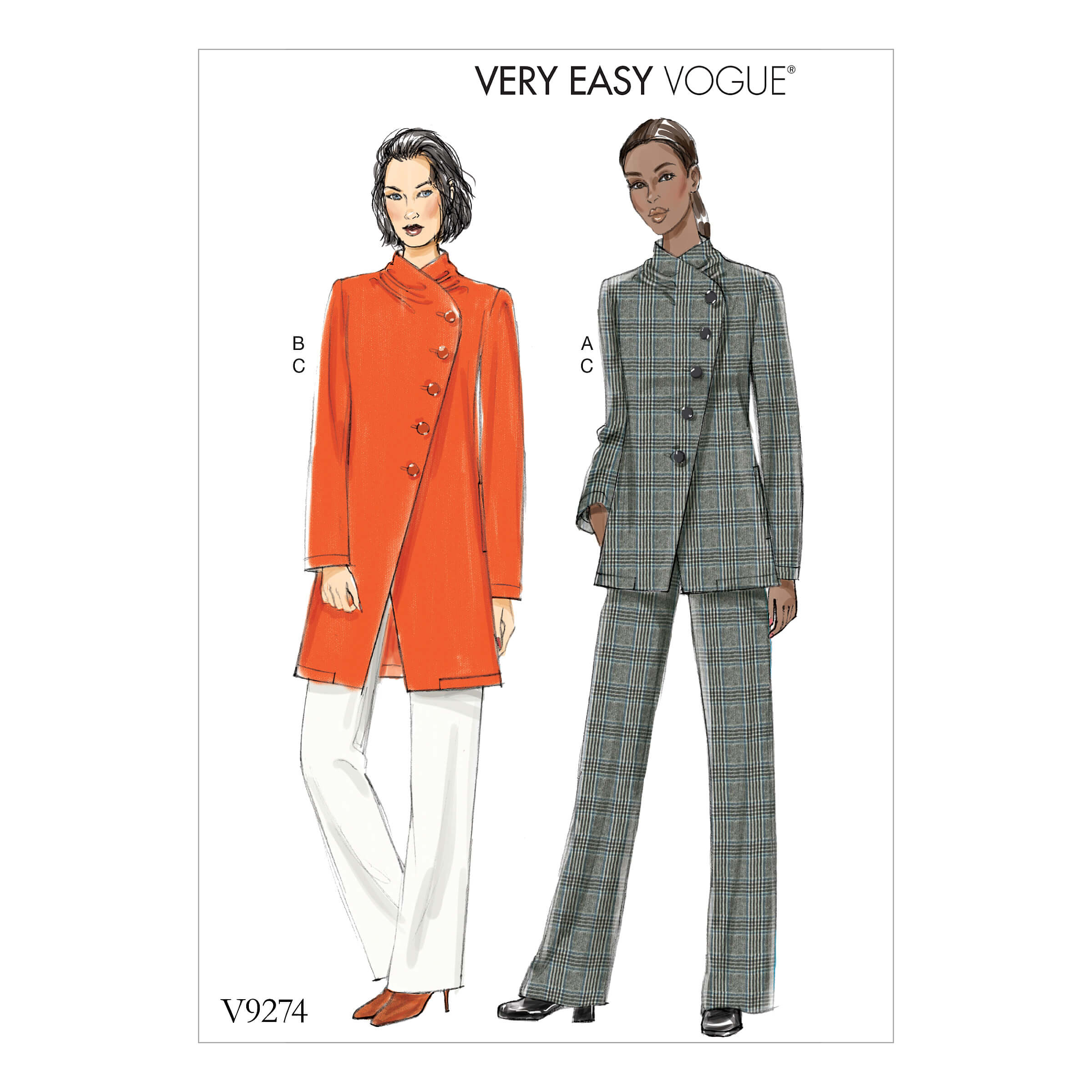 Vogue Patterns V9274 Misses’ Asymmetrical Lined Jacket, and Pull-On ...